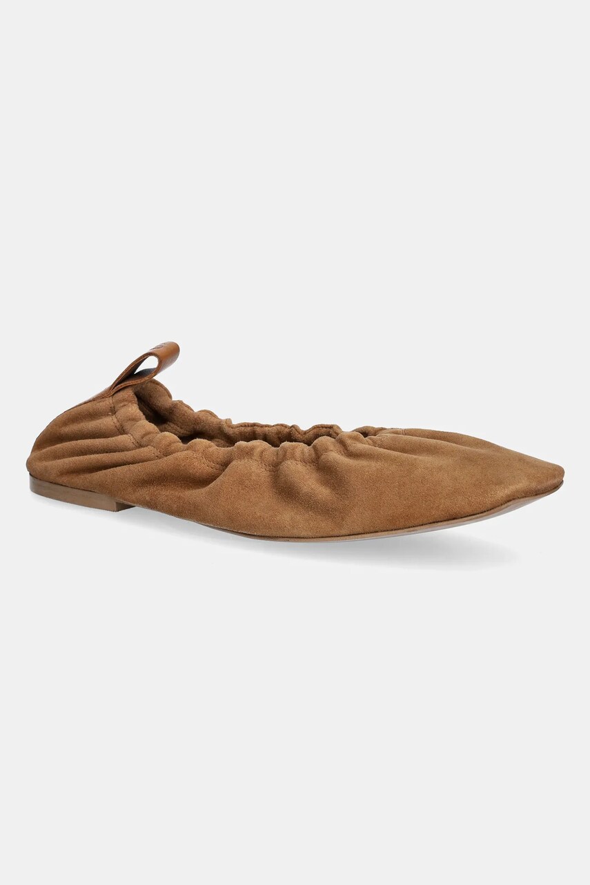 Pepe Jeans balerini din piele intoarsa POPPY BASIC culoarea maro, PLS10430