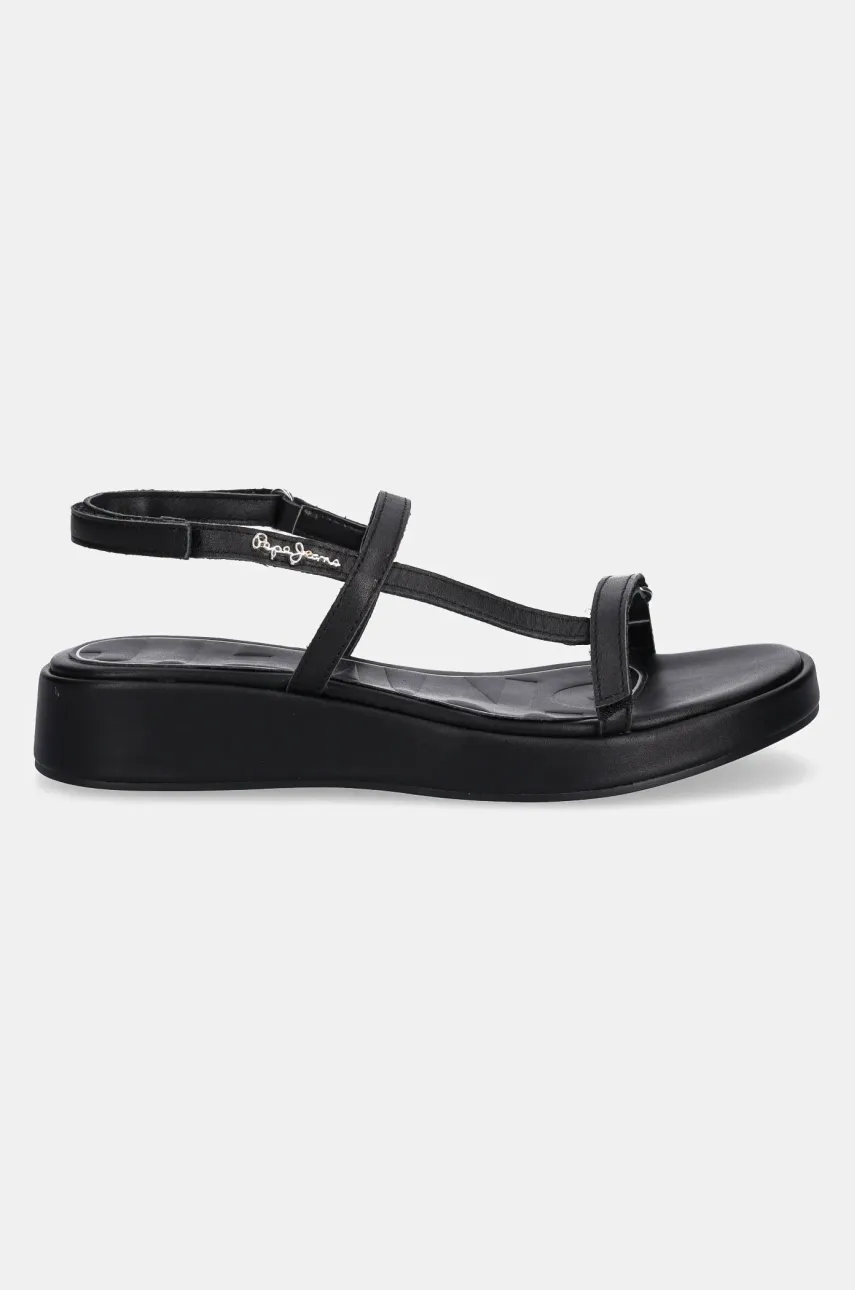 Кожаные сандалии Pepe Jeans HARU MIX женские цвет чёрный PLS90677 Кожаные сандалии Pepe Jeans HARU MIX женские цвет чёрный PLS90677