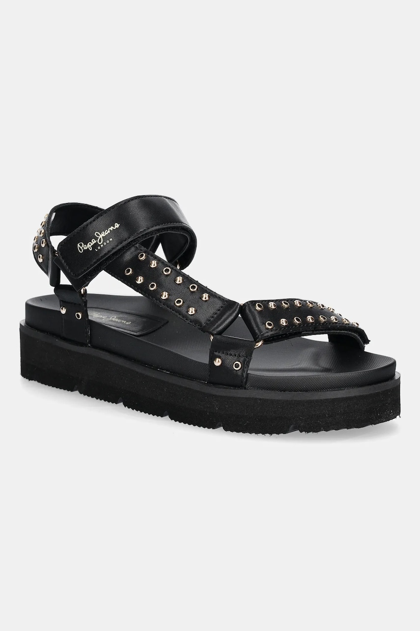 Pepe Jeans sandale POLA METAL culoarea negru, cu platforma, PLS90678