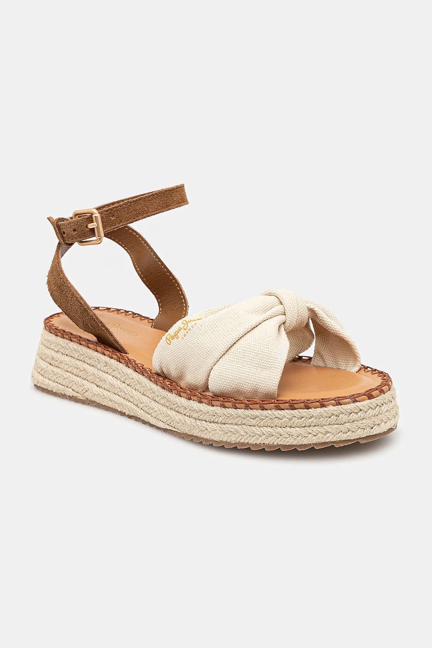 Pepe Jeans sandale KATE BASS femei, culoarea bej, cu platforma, PLS90690