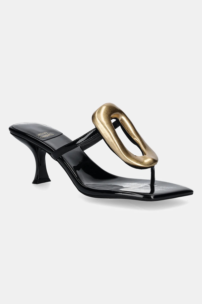 Jeffrey Campbell slapi de piele Linq-Up femei, culoarea negru, cu toc cui, JC-1131-2-1 Jeffrey Campbell slapi de piele Linq-Up femei, culoarea negru, cu toc cui, JC-1131-2-1