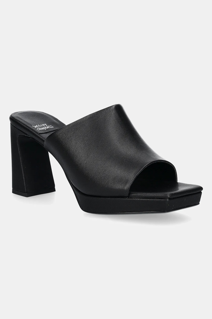 Jeffrey Campbell slapi de piele Caviar femei, culoarea negru, cu toc drept, JC-923-1-10 Jeffrey Campbell slapi de piele Caviar femei, culoarea negru, cu toc drept, JC-923-1-10