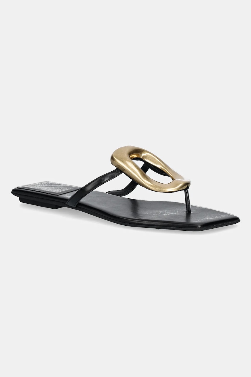 Jeffrey Campbell slapi Linques-2 femei, culoarea negru, cu toc plat, JC-1045-1-5 Jeffrey Campbell slapi Linques-2 femei, culoarea negru, cu toc plat, JC-1045-1-5