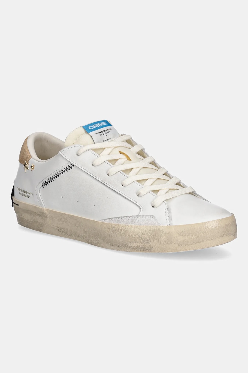 Crime London sneakers din piele DISTRESSED femei, culoarea alb, 20002PP7 Crime London sneakers din piele DISTRESSED femei, culoarea alb, 20002PP7
