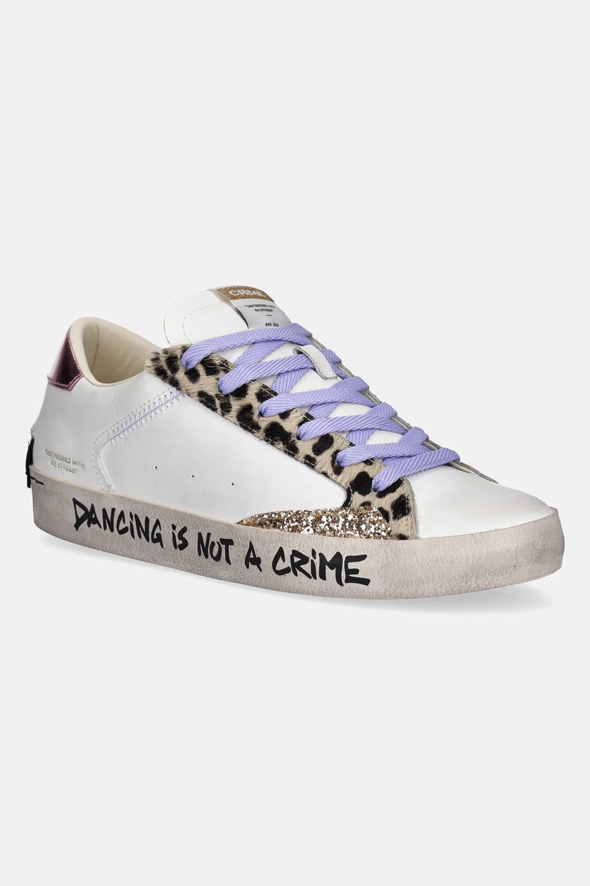 Crime London sneakers din piele DISTRESSED femei, culoarea alb, 20006PP7