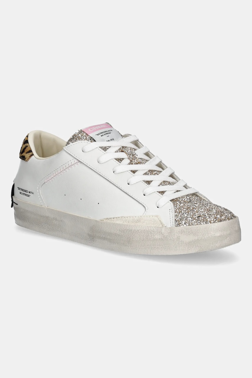 Crime London sneakers din piele DISTRESSED femei, culoarea alb, 20007PP7 Crime London sneakers din piele DISTRESSED femei, culoarea alb, 20007PP7