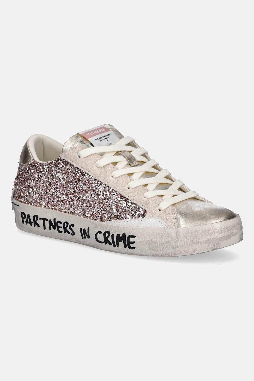 Crime London sneakers din piele DISTRESSED femei, culoarea bej, 20008PP7