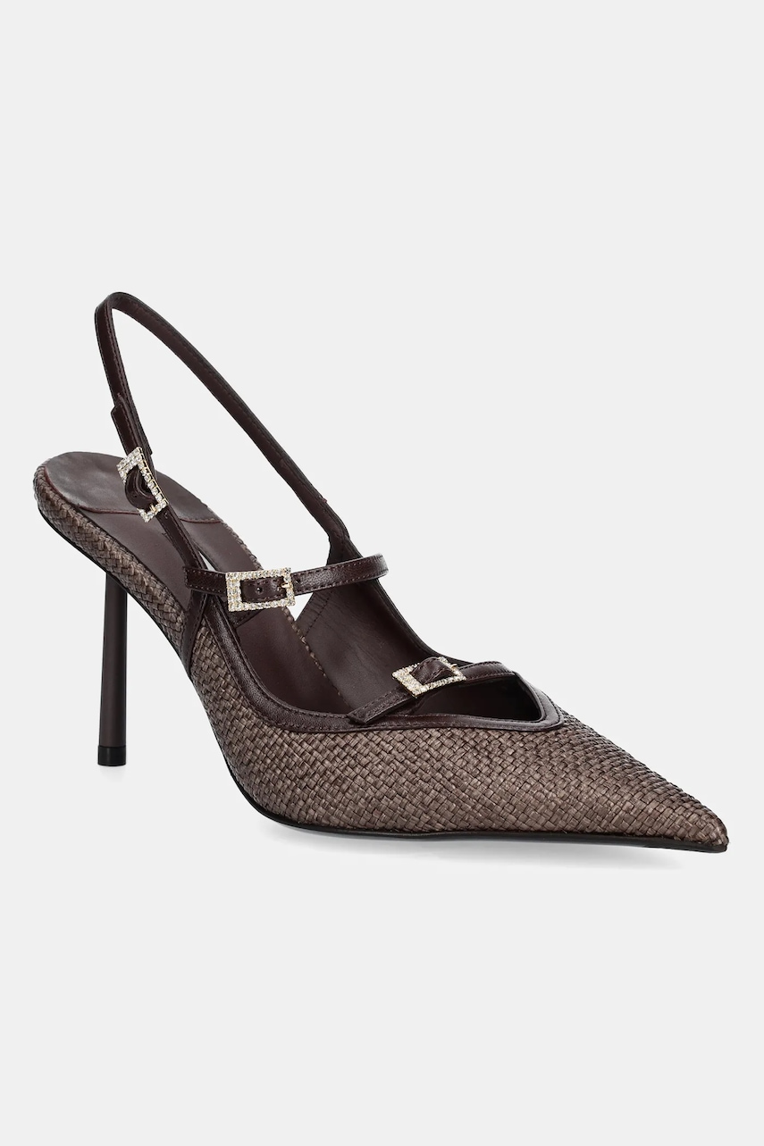 Le Silla pantofi cu toc Chanel Morgana culoarea maro, 4213D080BXPPPAN748