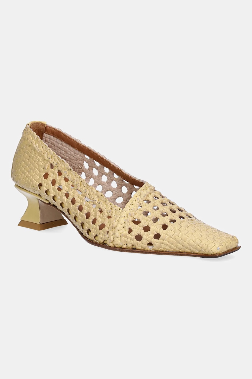 Miista pantofi de piele Gisla culoarea bej, pe toc jos, MI_5657 Miista pantofi de piele Gisla culoarea bej, pe toc jos, MI_5657