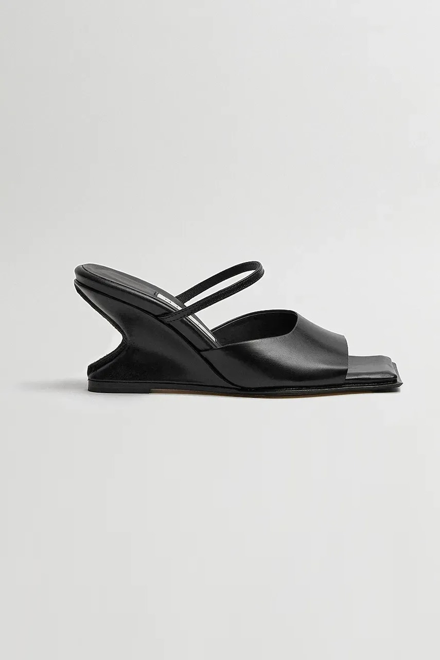 Miista papuci de piele Egle culoarea negru, toc pana, MI_5668