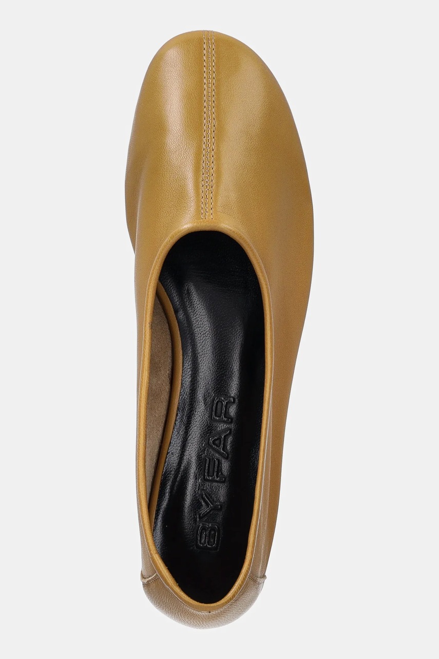 Δερμάτινες μπαλαρίνες By Far χρώμα: καφέ, MWFFC005LL028BR052PL φωτογραφία