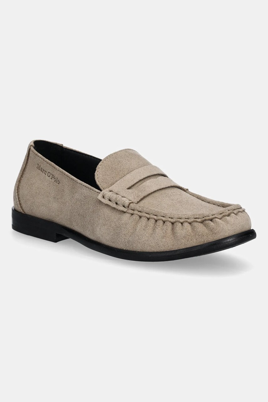 Marc O'Polo mocasini din piele intoarsa FIONA 1B femei, culoarea bej, cu toc plat, 50118633202300