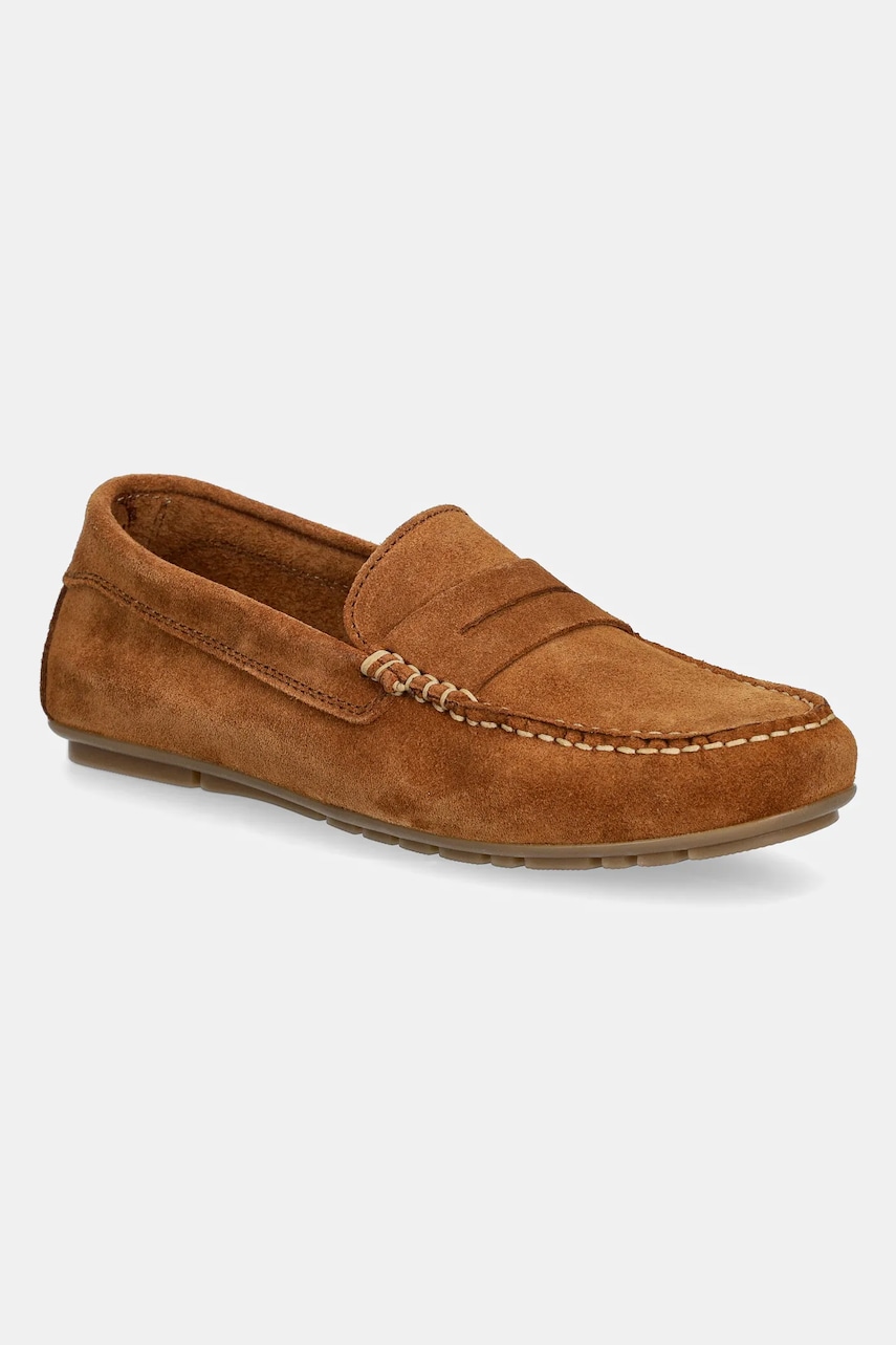 Marc O'Polo mocasini din piele intoarsa SELMA 8B femei, culoarea maro, cu toc plat, 50214623101300