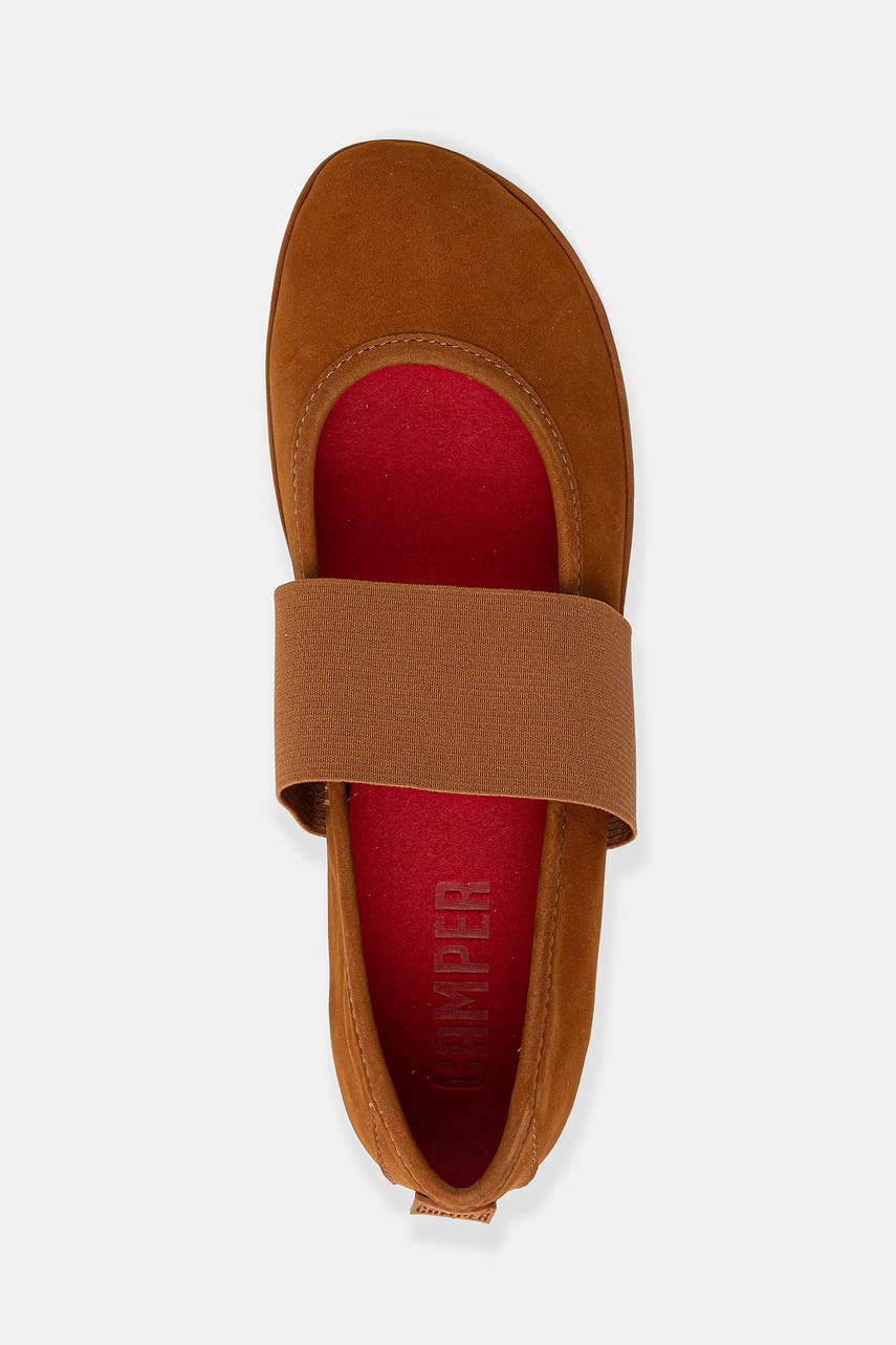 Μπαλαρίνες σουέτ Camper Right Nina χρώμα: καφέ, 21595-244 φωτογραφία