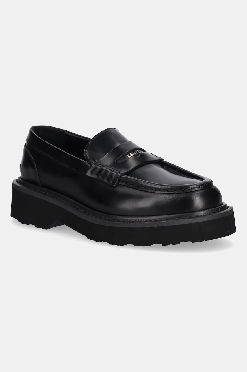 Kenzo mocasini de piele Loafer culoarea negru, cu toc plat, FF52LO110L52.99