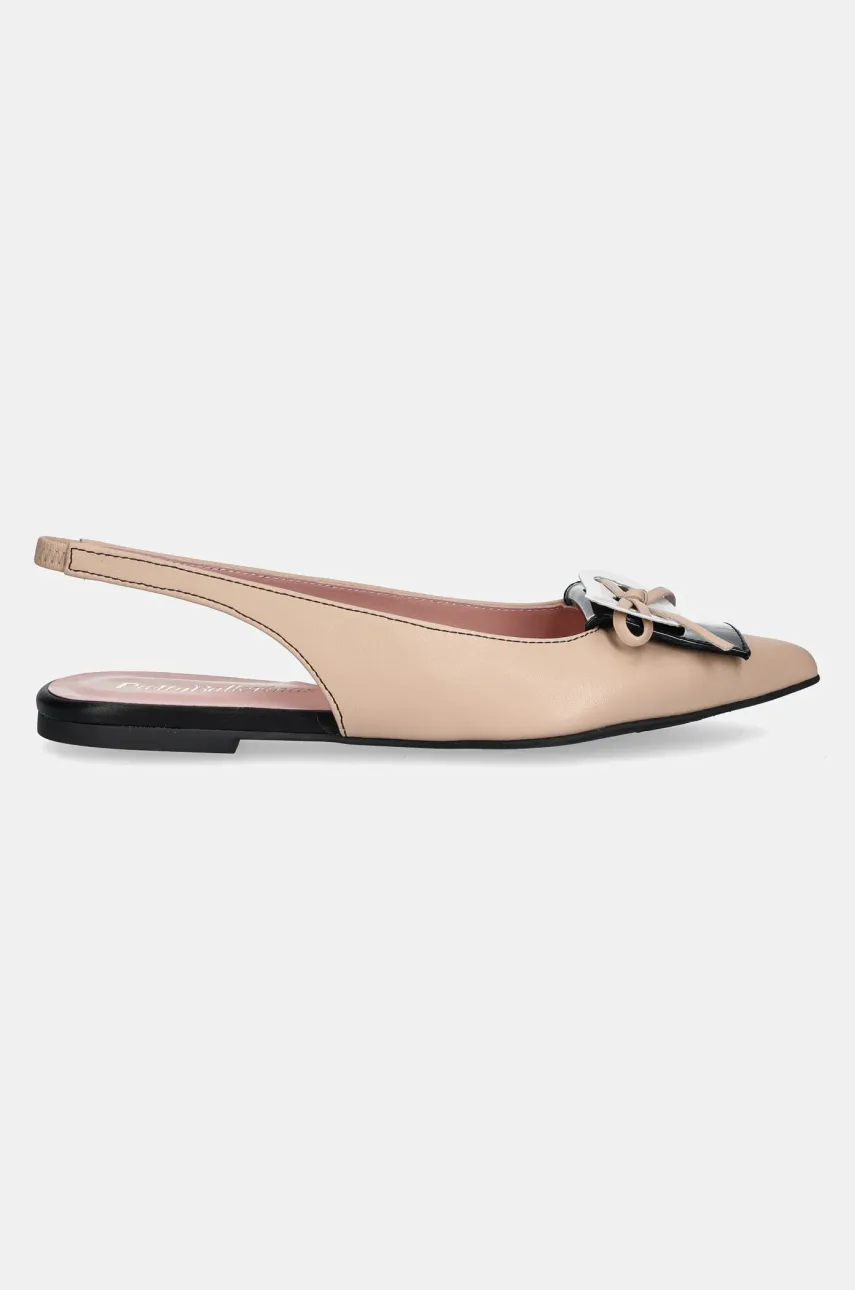 Кожаные балетки Pretty Ballerinas Ella цвет бежевый открытая пятка 52080_C Кожаные балетки Pretty Ballerinas Ella цвет бежевый открытая пятка 52080_C