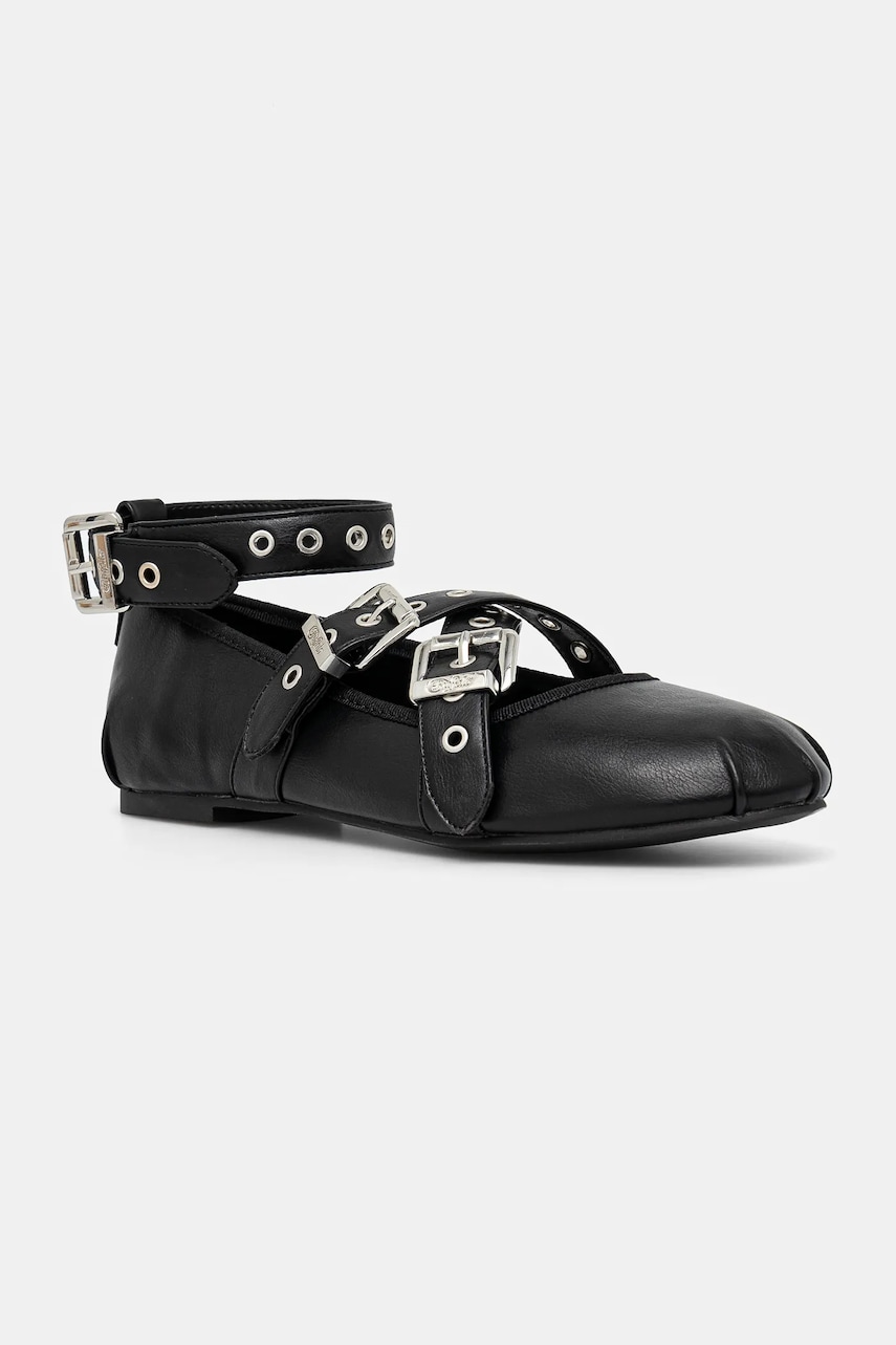 Buffalo balerini Daphne Mary Buckle culoarea negru, 1620029-BLK