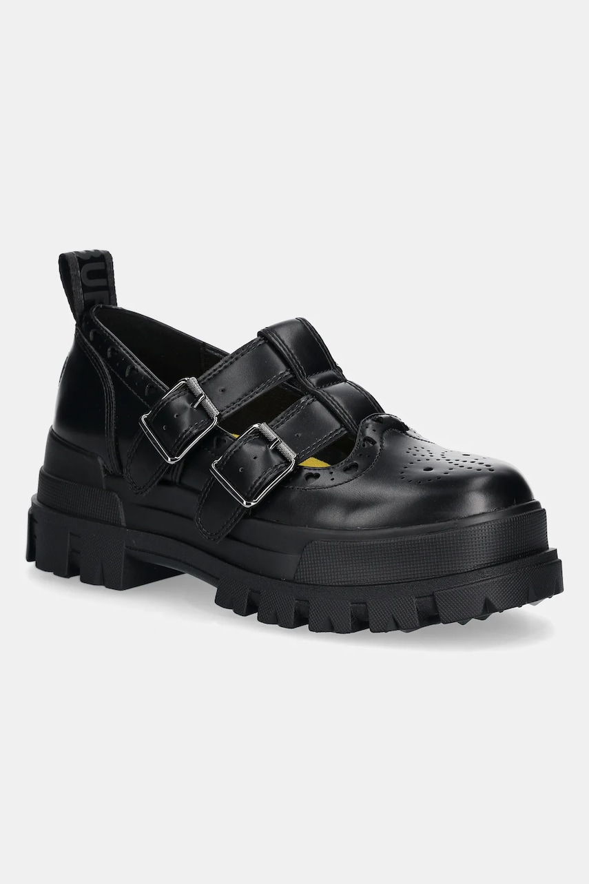 Buffalo mocasini Aspha Jane Heart femei, culoarea negru, cu platforma, 1620031-BLK