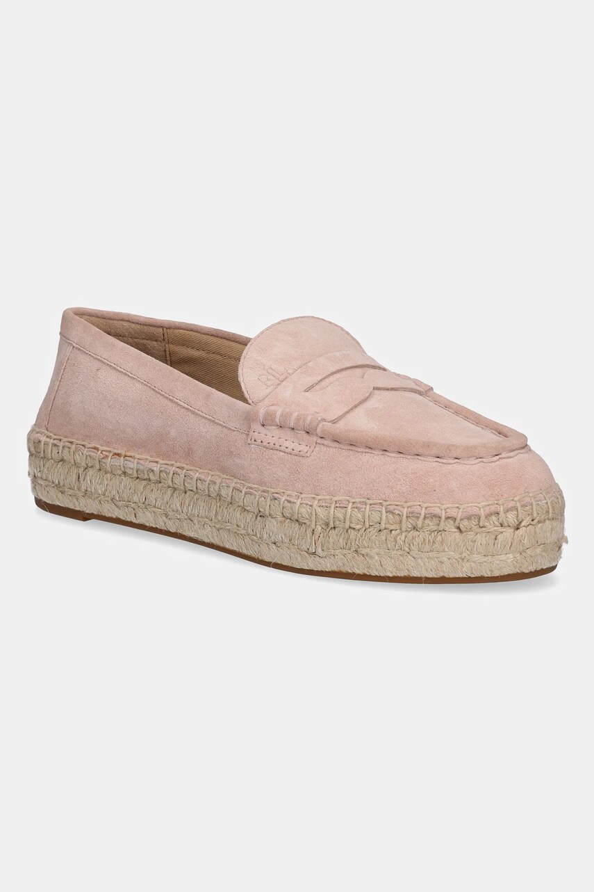 Levně Semišové espadrilky Lauren Ralph Lauren Luize Loafer růžová barva, 802953958009