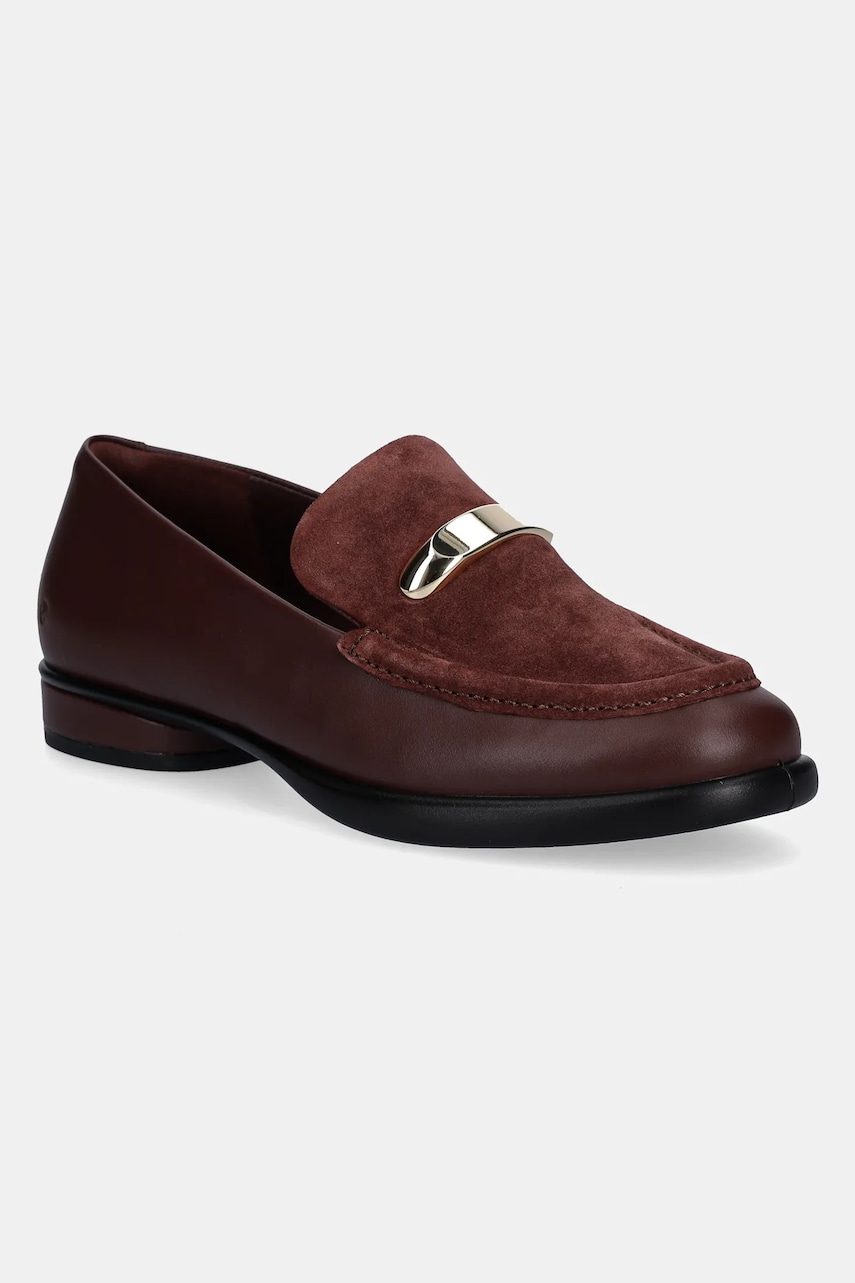 Ecco mocasini de piele Sculpted femei, culoarea bordo, cu toc plat, 222343-52350 Ecco mocasini de piele Sculpted femei, culoarea bordo, cu toc plat, 222343-52350