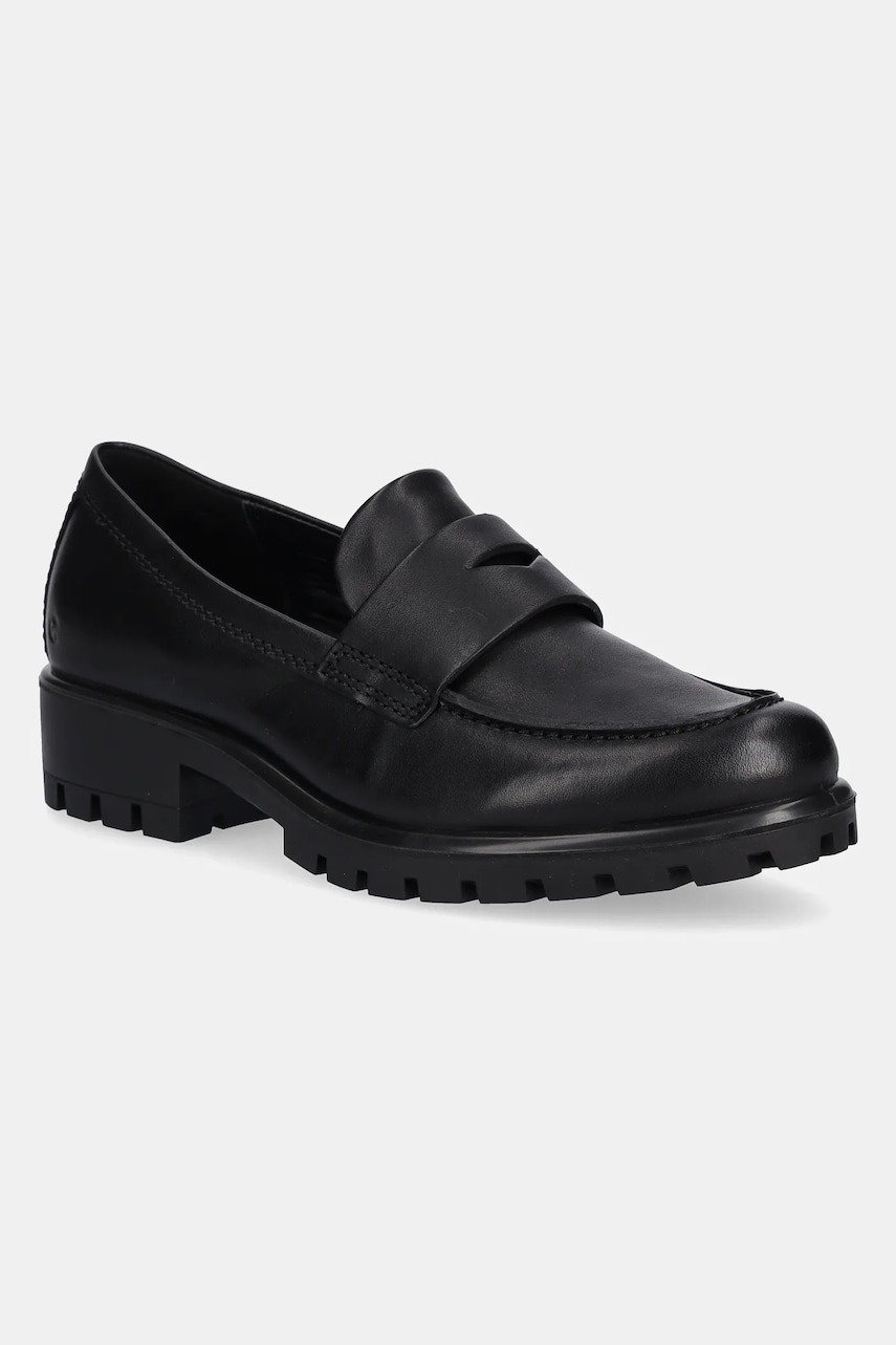 Ecco mocasini de piele Modtray femei, culoarea negru, cu platforma, 490013-01001 Ecco mocasini de piele Modtray femei, culoarea negru, cu platforma, 490013-01001