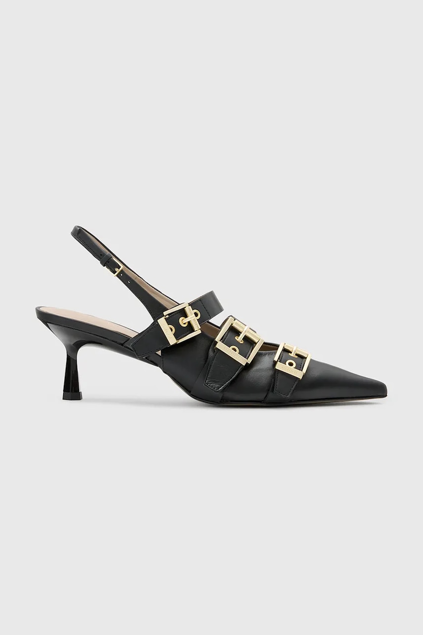 AllSaints stilettos de piele Vivian Slingback culoarea negru, W001FC