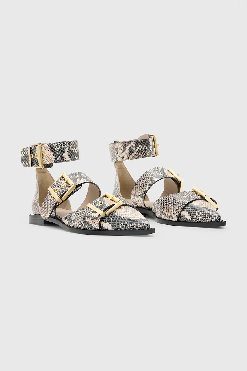 Кожаные балетки AllSaints Sutton Shoe цвет серебрянный W011FC Кожаные балетки AllSaints Sutton Shoe цвет серебрянный W011FC