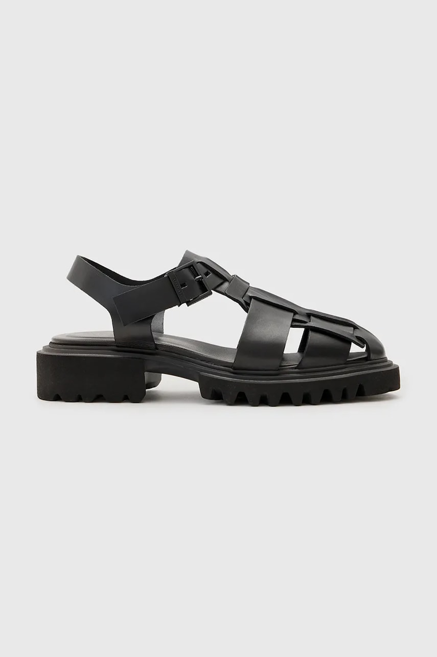 AllSaints sandale de piele Tess Sandal femei, culoarea negru, W041FC AllSaints sandale de piele Tess Sandal femei, culoarea negru, W041FC