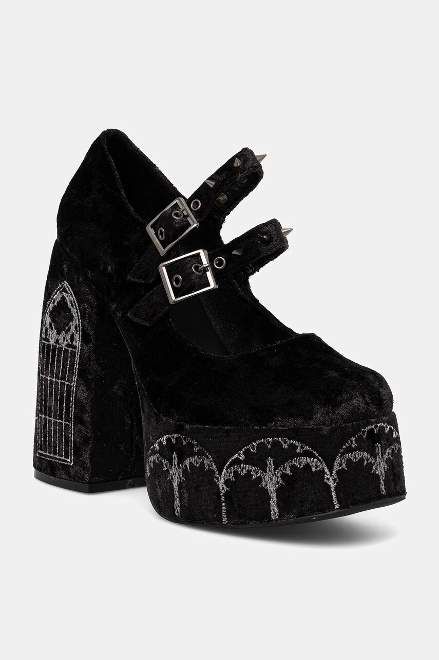 Koi Footwear pumps DPK-33 culoarea negru, cu toc drept, Lady Menace Grunge Crushed Velvet