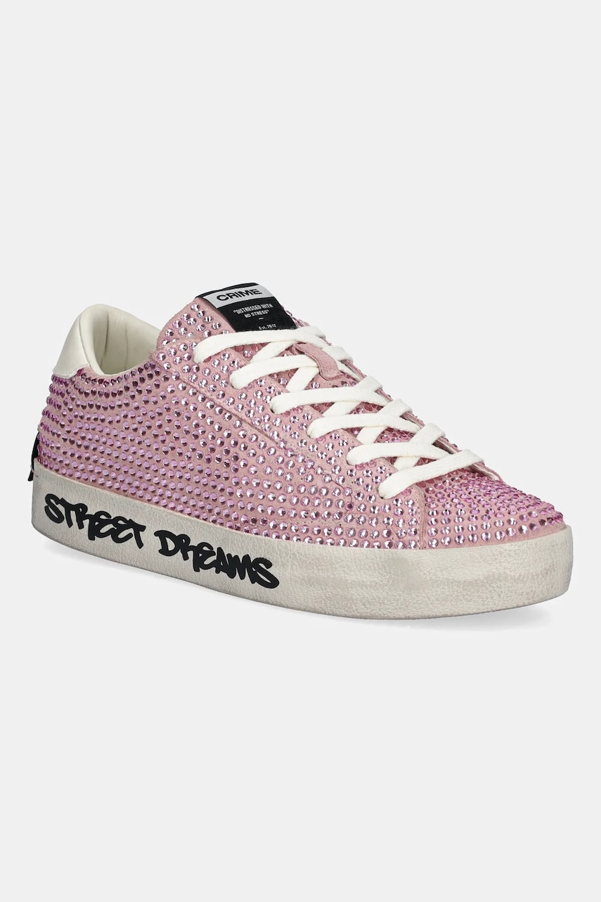 Crime London sneakers din piele DISTRESSED femei, culoarea roz, 21009AA7 Crime London sneakers din piele DISTRESSED femei, culoarea roz, 21009AA7