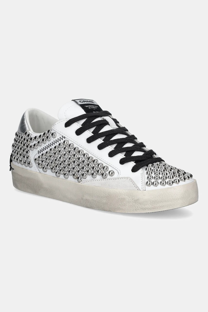 Crime London sneakers din piele DISTRESSED femei, culoarea alb, 27010PP6