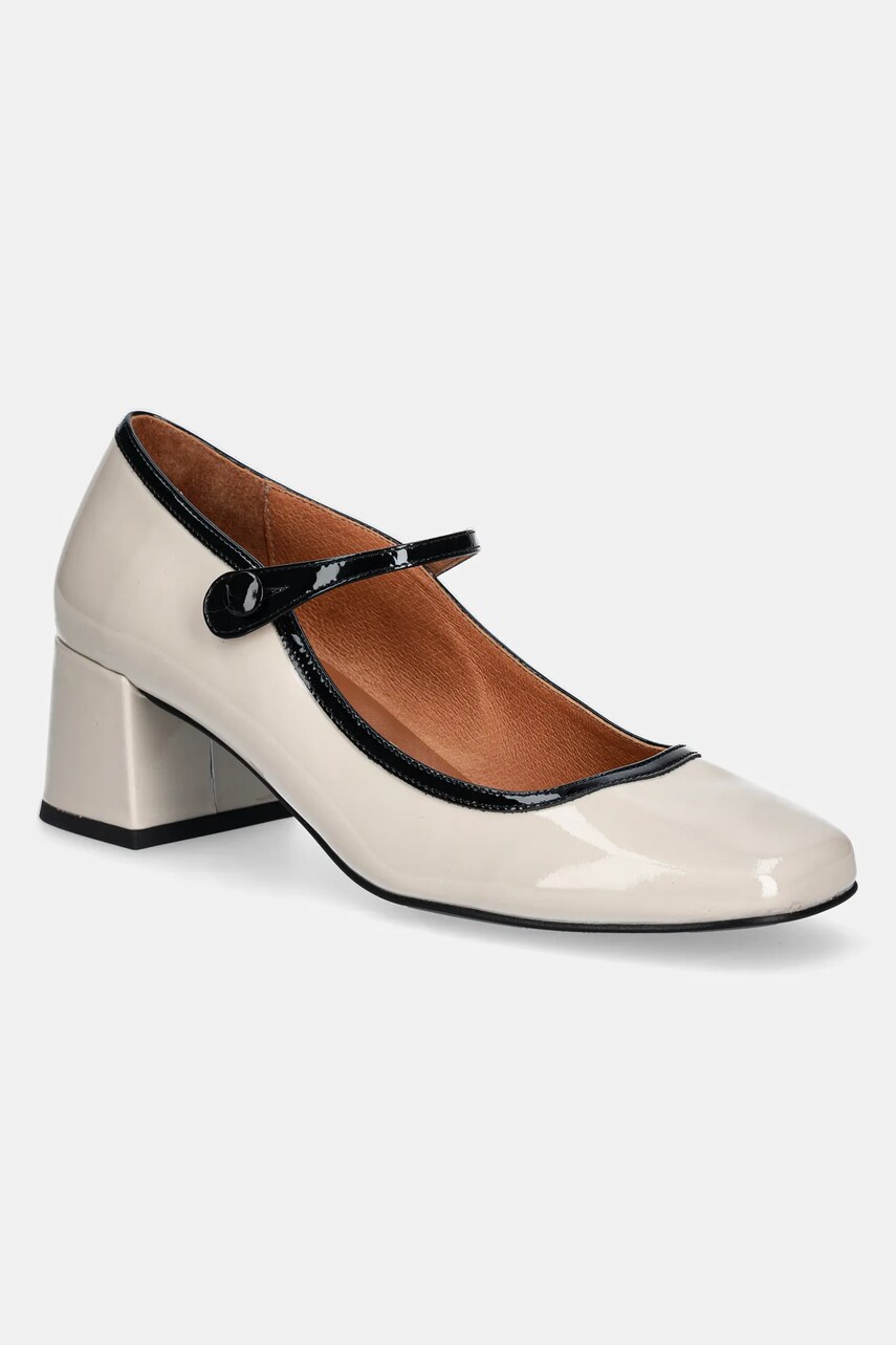 Jonak pantofi de piele DONZAI VERNIS culoarea bej, cu toc drept, 3800251