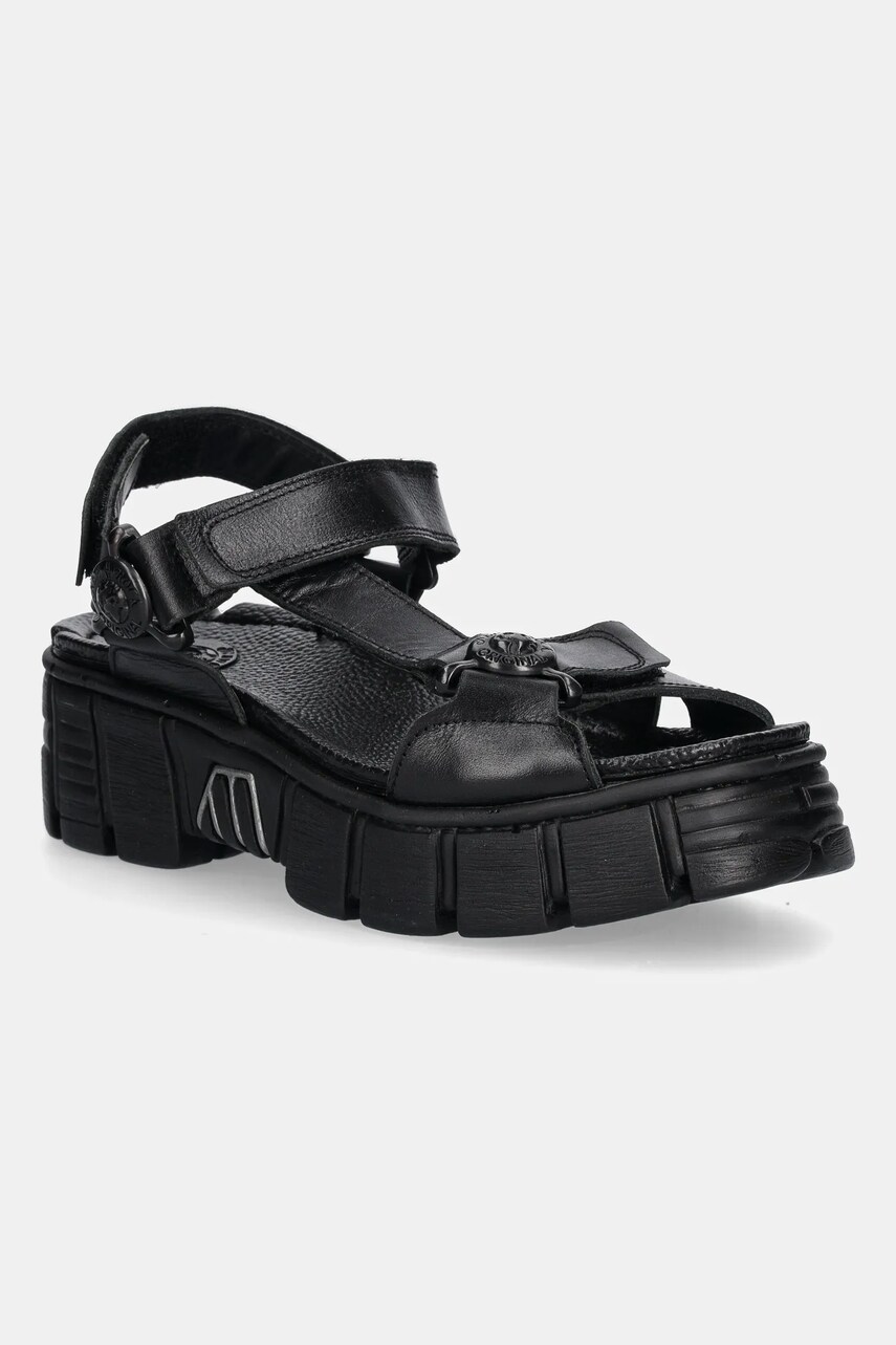 New Rock sandale de piele NOMADA culoarea negru, cu platforma, M-BIOS130-C2