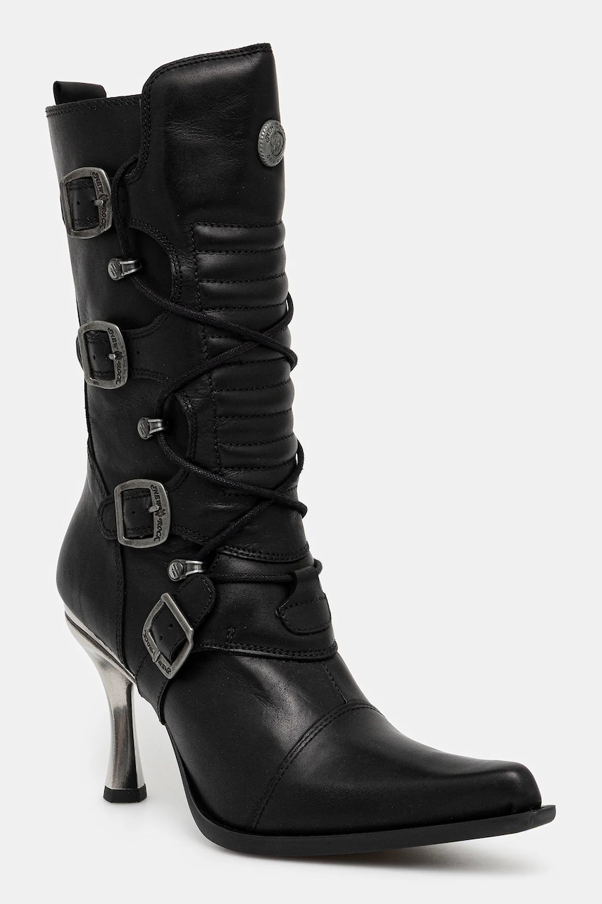 New Rock cizme de piele culoarea negru, cu toc cui, M-9373-S2