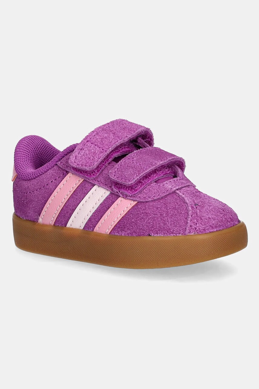 adidas sneakers de piele întoarsă pentru copii VL COURT 3.0 culoarea roz, JH6309