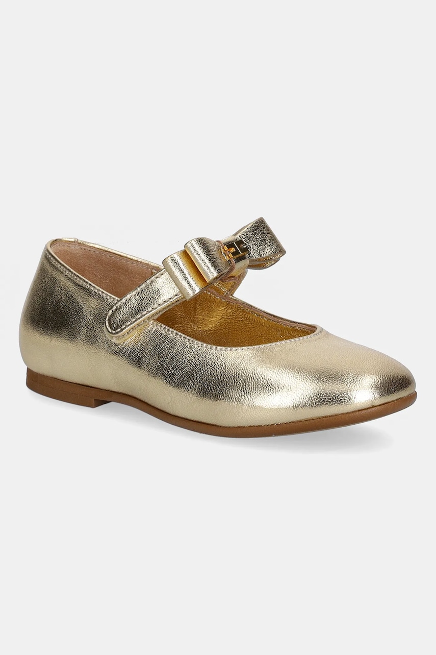 Elisabetta Franchi balerini din piele pentru copii culoarea auriu, F1A3-E0200