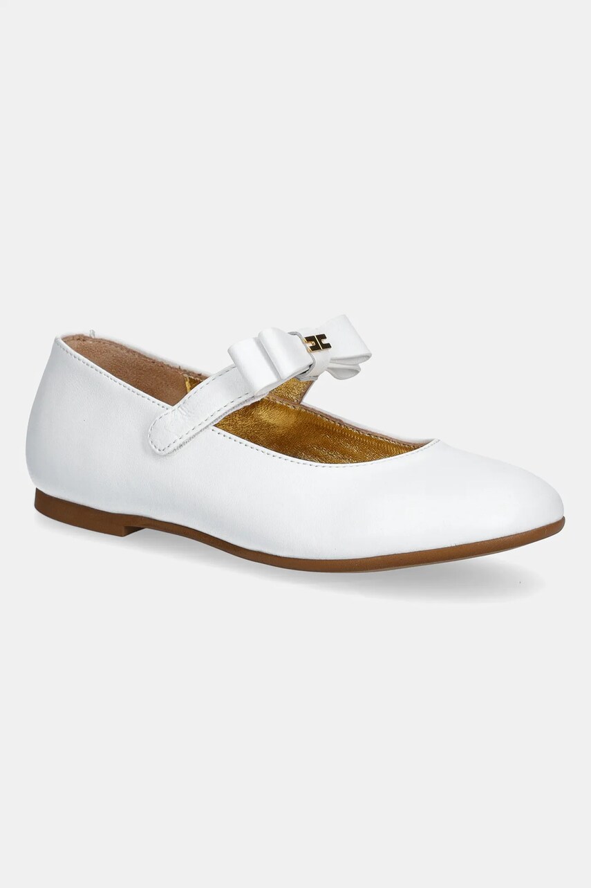 Elisabetta Franchi balerini din piele pentru copii culoarea alb, F1A3-E0203