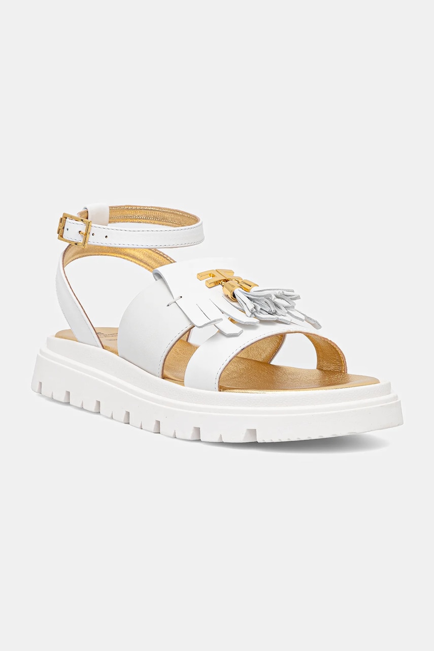 Elisabetta Franchi sandale din piele pentru copii culoarea alb, F4A2-E0300