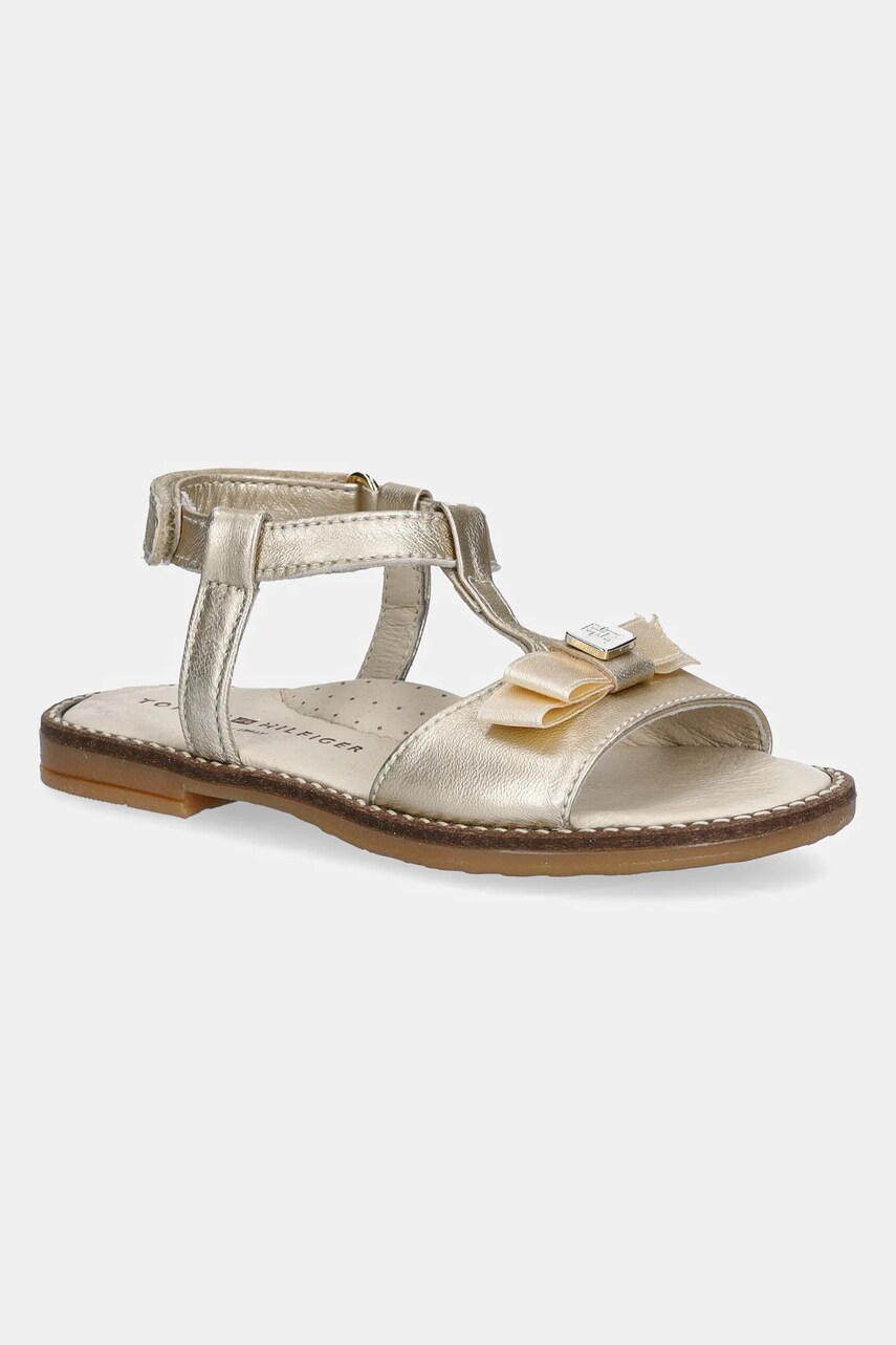 Levně Dětské kožené sandály Tommy Hilfiger zlatá barva, T1A2-33940