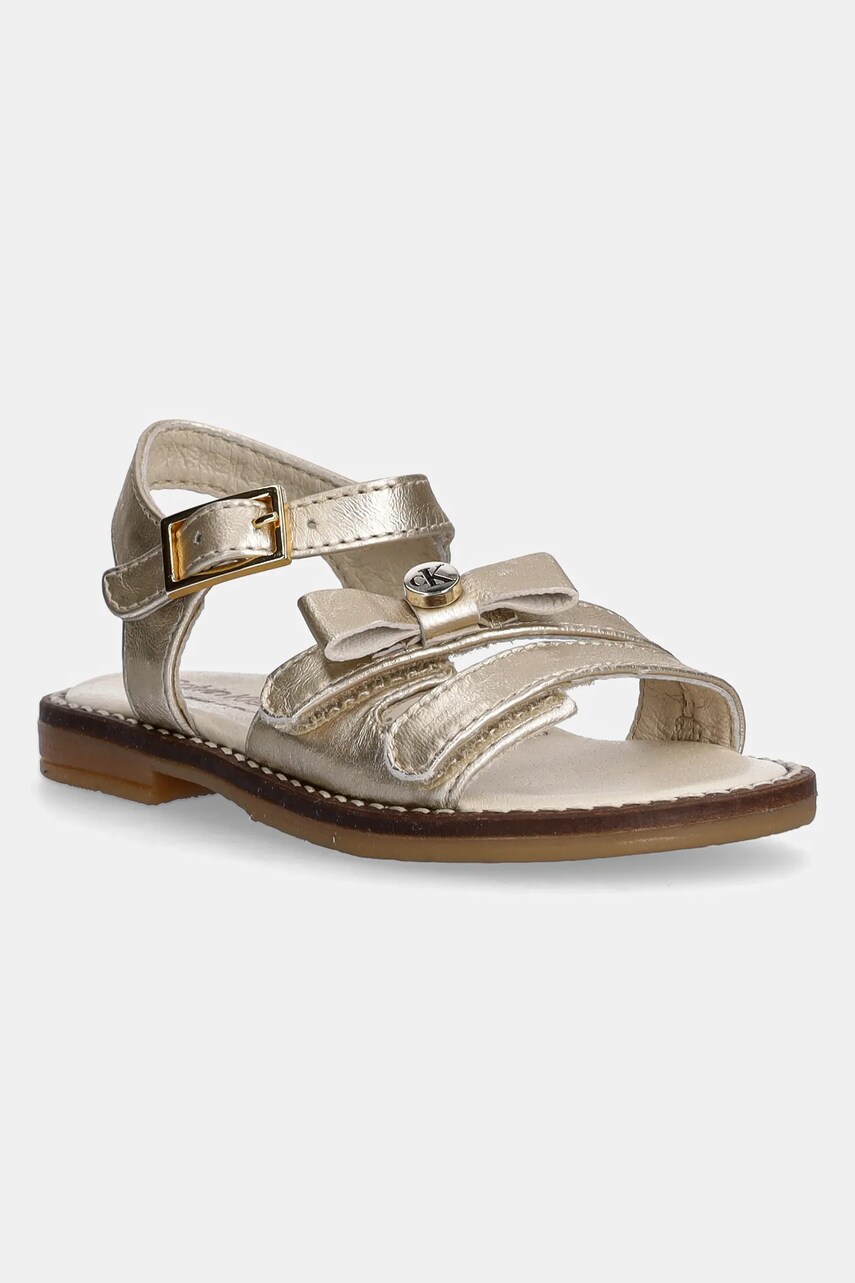 Levně Dětské kožené sandály Calvin Klein Jeans zelená barva, V1A2-83050