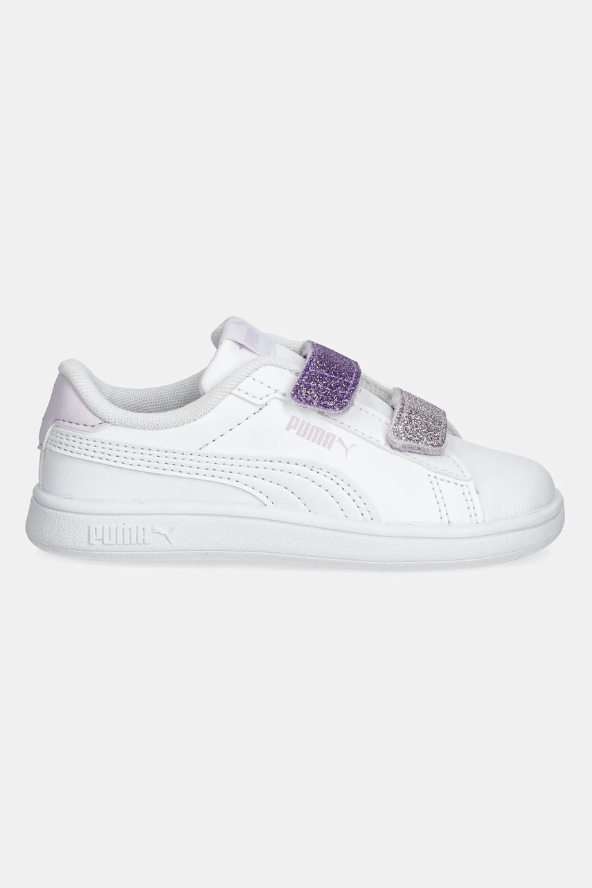 Детские кроссовки Puma Smash 3.0 L Glitter Velcro V цвет белый 395610