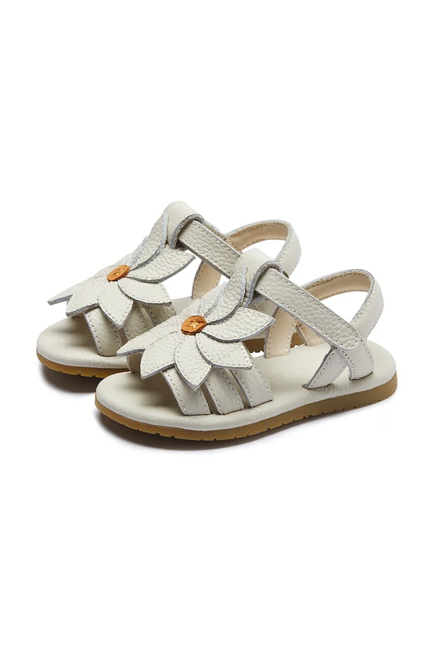 Levně Kojenecké kožené sandály Donsje Jiles Fields Sandals Daisy bílá barva, 1501701