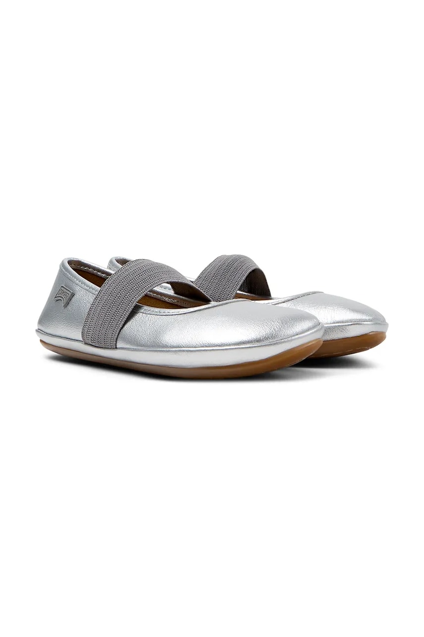 Camper balerini din piele pentru copii Right Kids culoarea argintiu, 80025 Camper balerini din piele pentru copii Right Kids culoarea argintiu, 80025