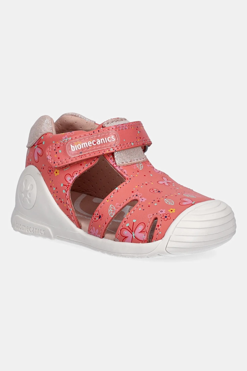 Biomecanics sandale din piele pentru copii culoarea portocaliu, 252101