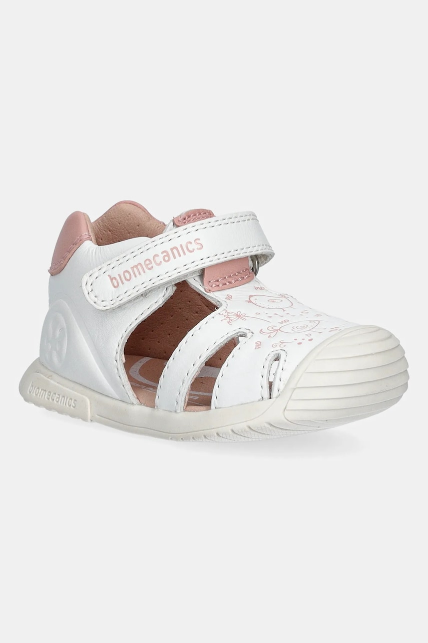 Biomecanics sandale din piele pentru copii culoarea alb, 252108