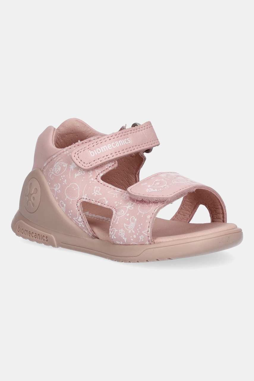 Biomecanics sandale din piele pentru copii culoarea roz, 252143