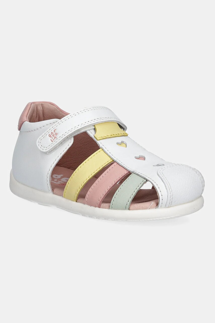 Garvalin sandale din piele pentru copii culoarea alb, 252303