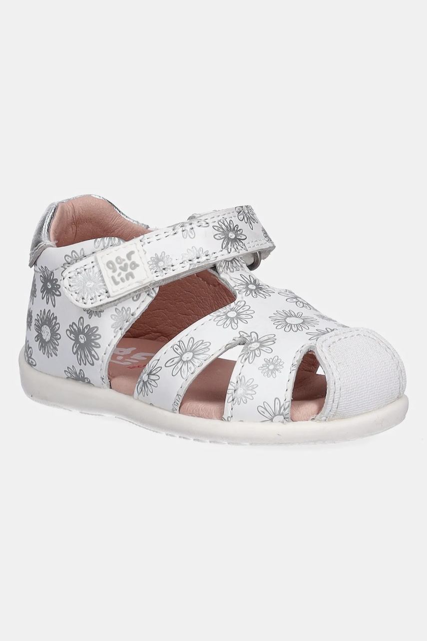 Garvalin sandale din piele pentru copii culoarea alb, 252305