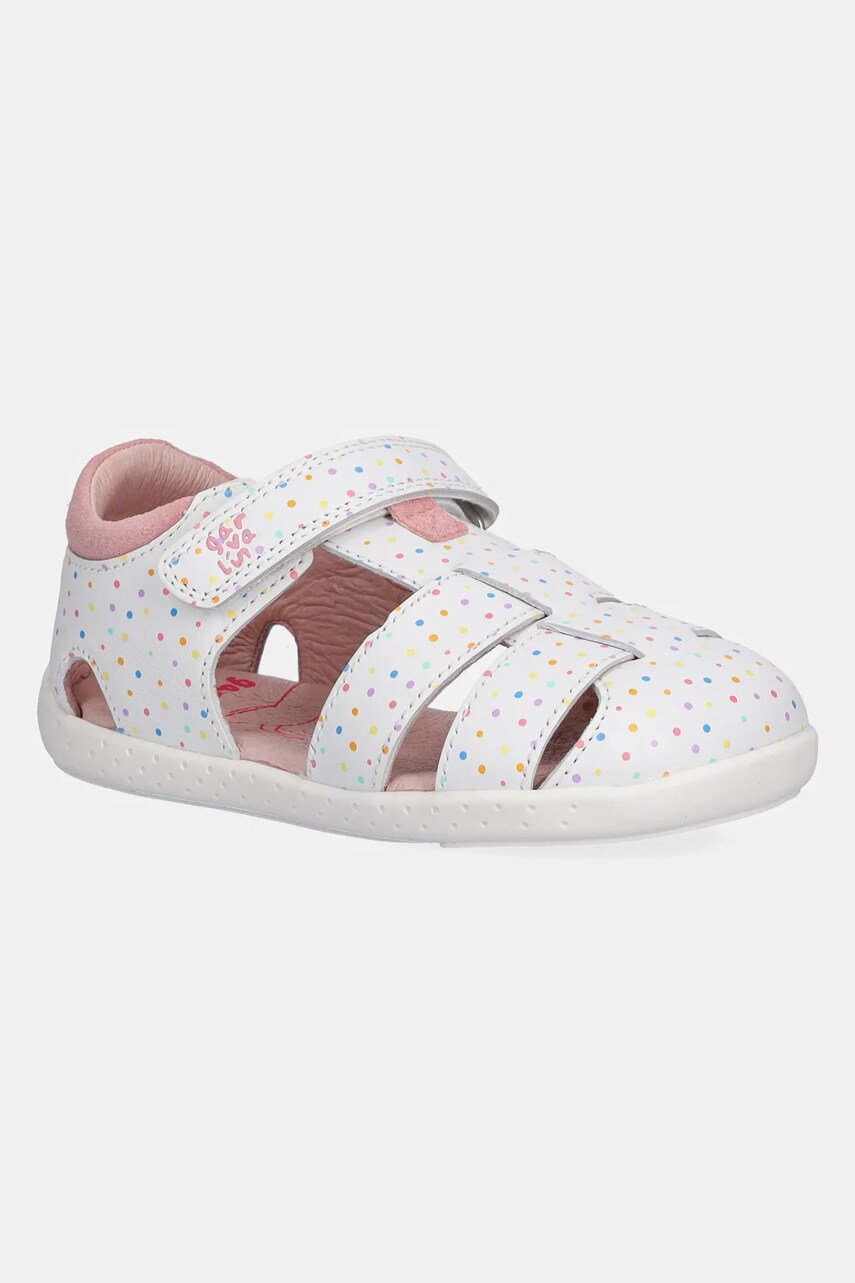Garvalin sandale din piele pentru copii culoarea alb, 252329