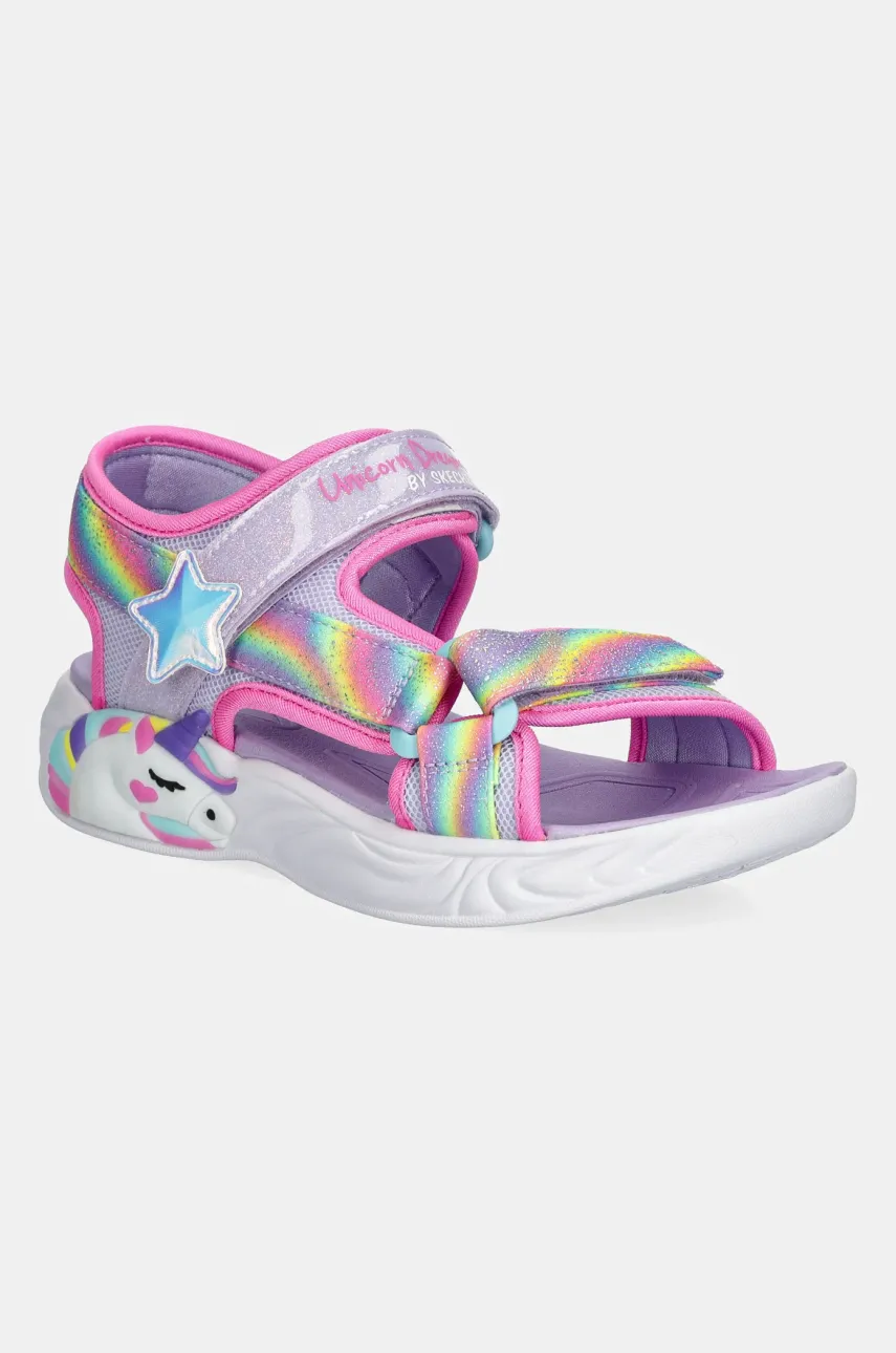 Levně Dětské sandály Skechers UNICORN DREAMS SANDAL- DREAMY fialová barva, 303107L